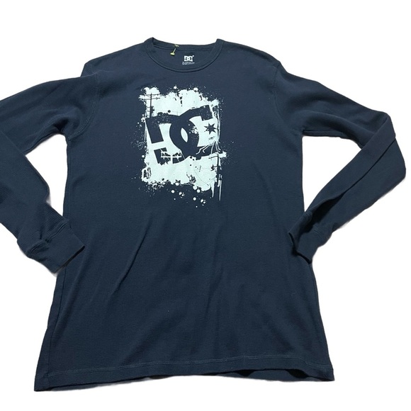 Y2K DC Long Sleeve Thermal Waffle Knit Tee. 2000s skater layering grunge base - Picture 1 of 6
